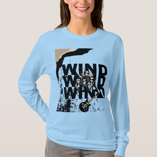 Camiseta T-Shirt de Longa Folga e Gráfico de Música Rock (Frente)