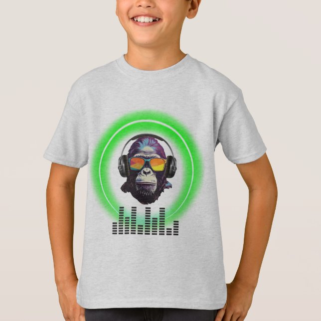 Camiseta t-shirt de macaco-música (Frente)