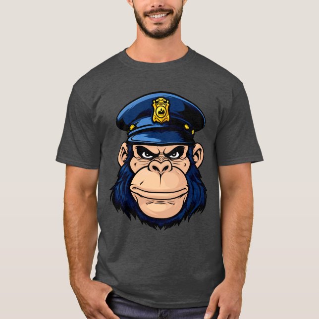 Camiseta T-Shirt de macaco-policial (Frente)
