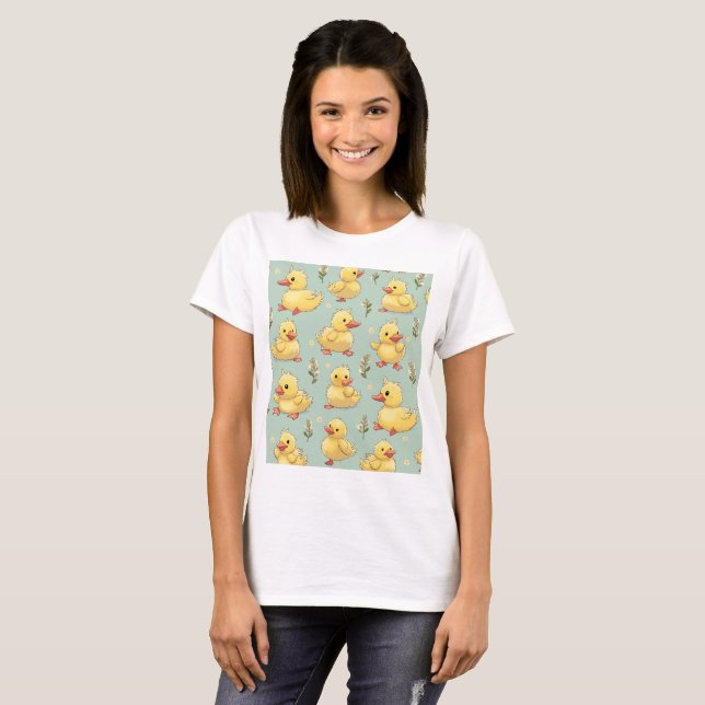 Camiseta T-shirt de manga curta de pato amarelo (Frente Completa)