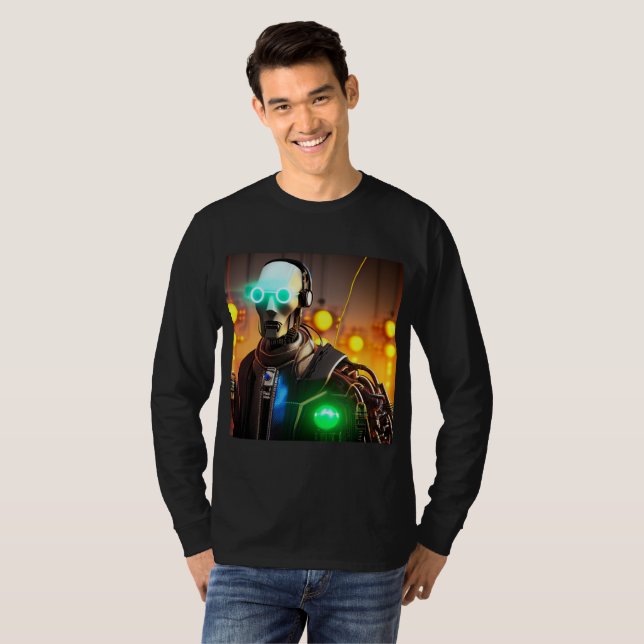 Camiseta T-shirt de manga preta de 2 homens (Frente Completa)