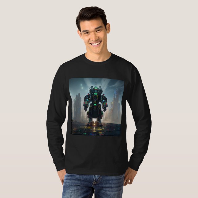 Camiseta T-shirt de manga preta de 4 homens (Frente Completa)