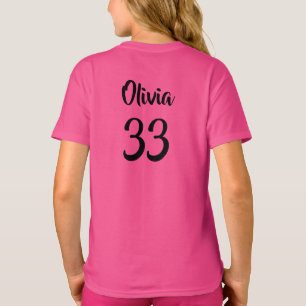 Camiseta T-Shirt de Meninas de Número de Esporte Personaliz