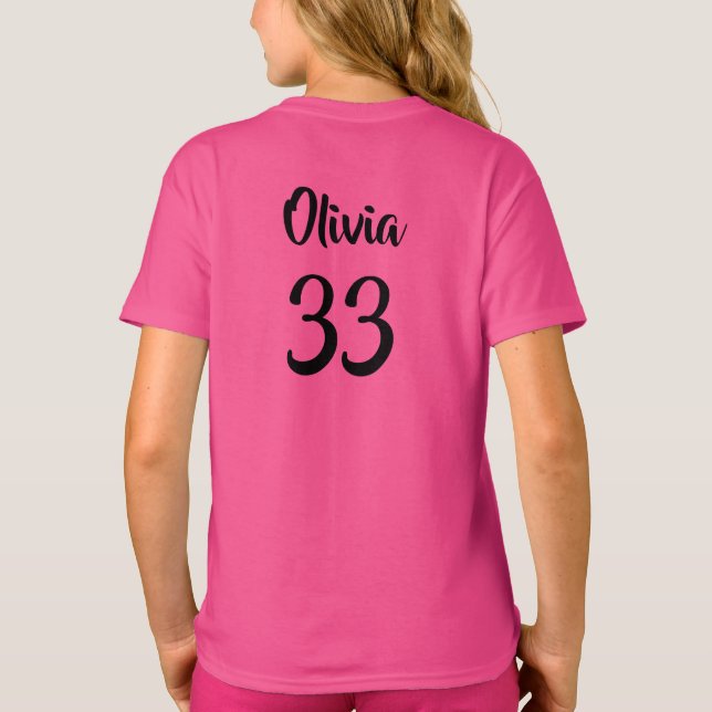 Camiseta T-Shirt de Meninas de Número de Esporte Personaliz (Verso)