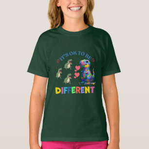 Camiseta T-Shirt de Meninas - Tudo bem ser diferente 🦕 💖