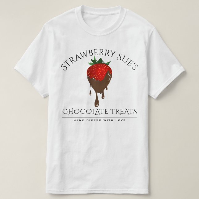 Camiseta T-Shirt de morango de chocolate (Frente do Design)