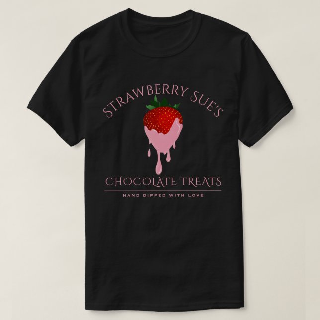Camiseta T-Shirt de morango de chocolate cor-de-rosa (Frente do Design)