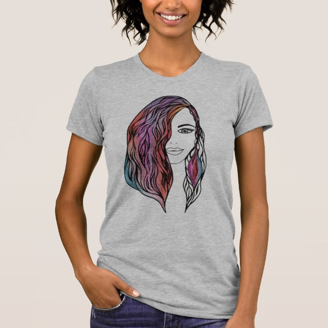 Camiseta T-shirt de mulheres bonitas com uma fotografia (Frente)