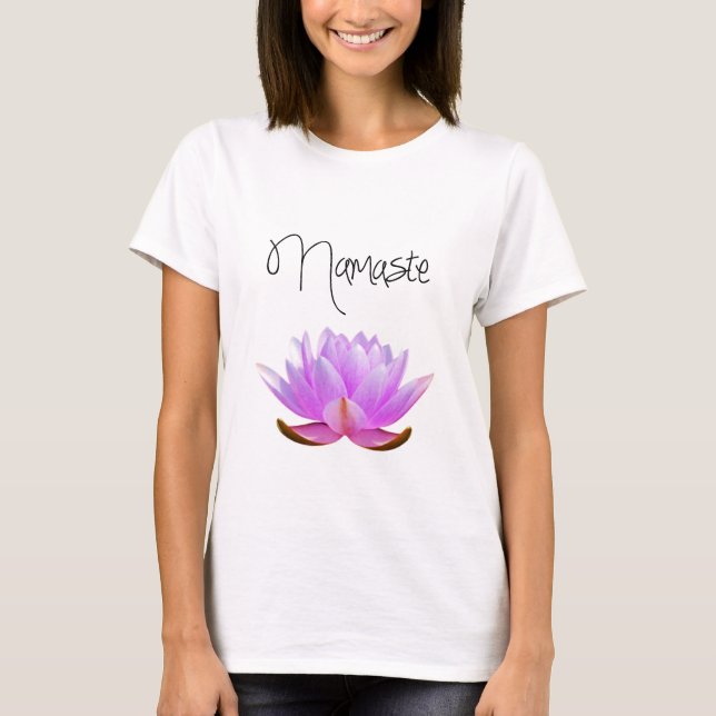 Camiseta T-shirt de Namaste da flor de Lotus (Frente)