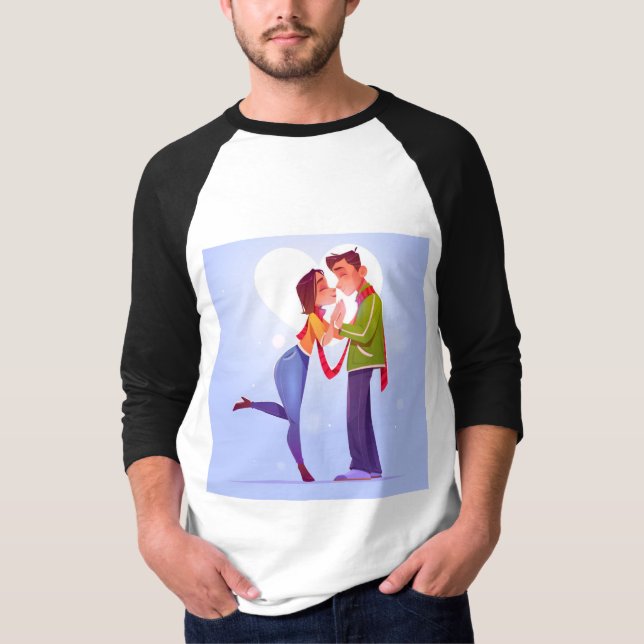 Camiseta T-Shirt de namorados-dia-casal plano (Frente)