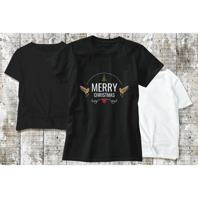Camiseta T-Shirt de Natal de Hummingbird Preto (Criador carregado)