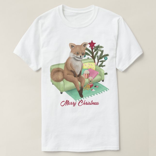 Camiseta T-Shirt de Natal De Pau Taxidermy Fox (Frente do Design)