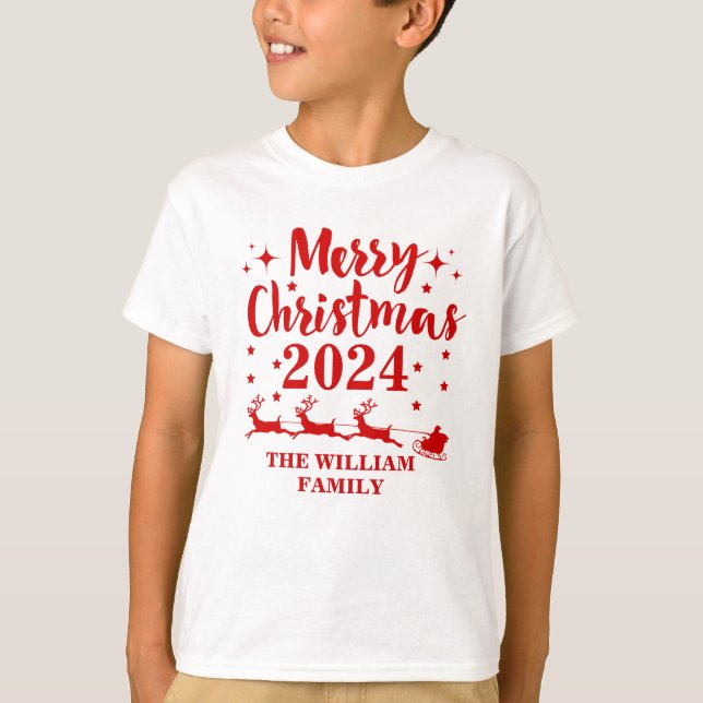 Camiseta T-Shirt de Natal Familiar Personalizado (Frente)