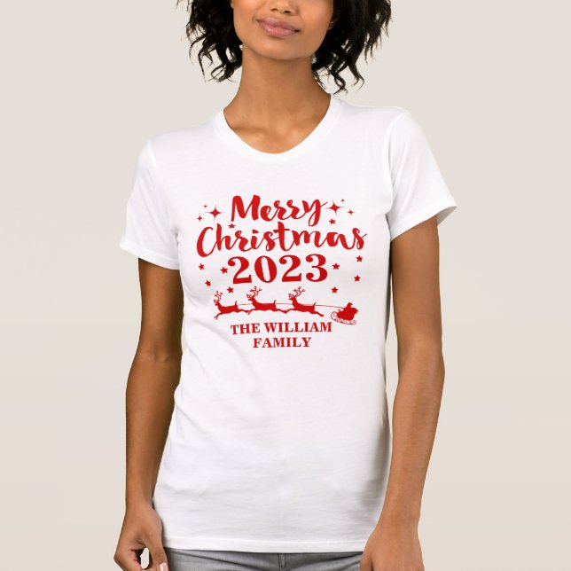 Camiseta T-Shirt de Natal Familiar Personalizado (Frente)