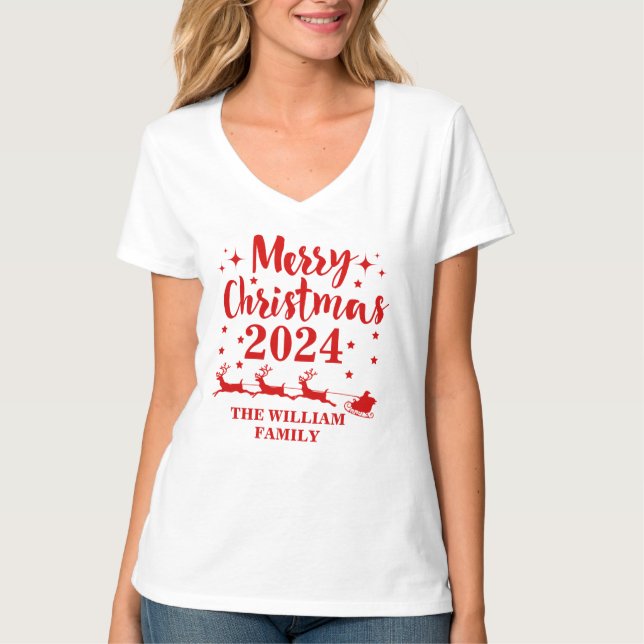 Camiseta T-Shirt de Natal Familiar Personalizado (Frente)
