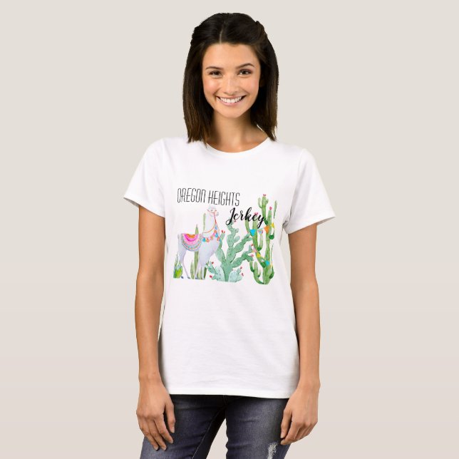 Camiseta T-Shirt de Negócios Personalizado Boho Llama Bohem (Frente Completa)