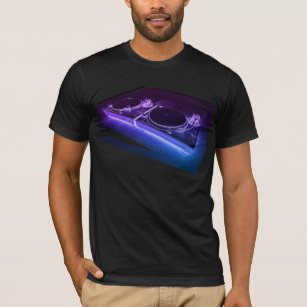 Camiseta T-shirt de néon da plataforma giratória do DJ 3D