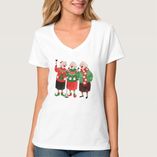 Camiseta T-Shirt de Noël Festive pour Femmes – Pulls de Noë (Frente)