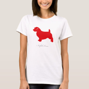 Camiseta T-shirt de Norfolk Terrier (silhueta vermelha)