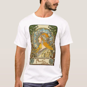 Camiseta T-shirt de Nouveau da arte de Mucha - zodíaco -