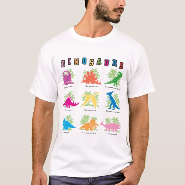 Camiseta T-shirt de nove dinossauros (Frente)