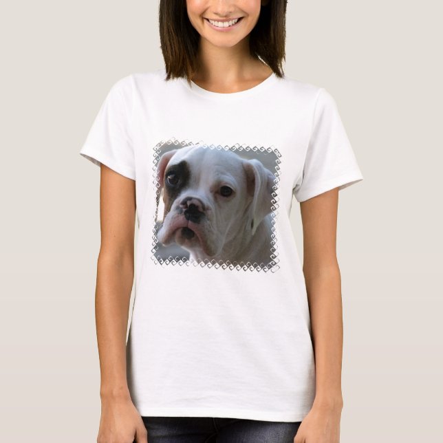 Camiseta T-shirt de olhos pretos das senhoras do cão do (Frente)