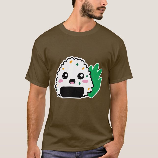 Camiseta T-shirt de Onigiri (escuro) (Frente)