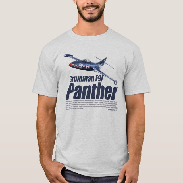 Camiseta T-shirt de "pantera da arte da aviação Grumman F9F (Frente)