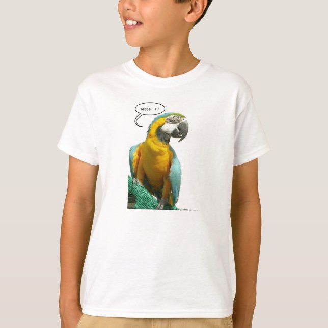 Camiseta T-Shirt de papagaio curioso (Frente)