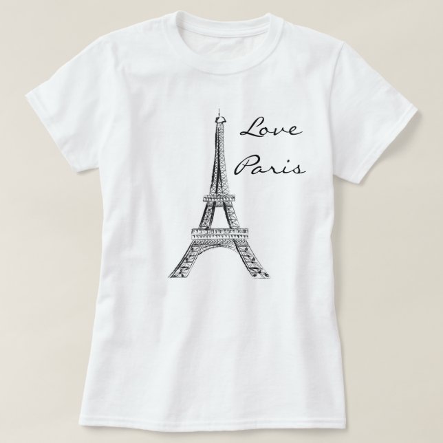 Camiseta T-shirt de Paris do amor das mulheres (Frente do Design)