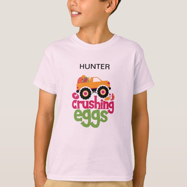 CAMISETA T-SHIRT DE PÁSCOA "CAMINHÃO DE OVOS DE CRUZAMENTO" (Frente)