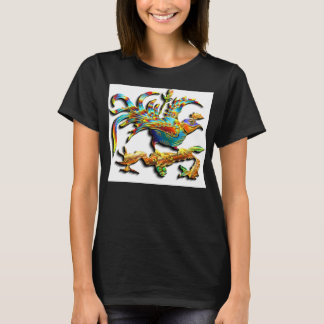 Camiseta T-Shirt de Pássaro de Cloisonné Exótico