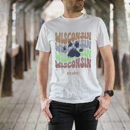 Camiseta T-Shirt De Pata De Cachorro Retro Wisconsin