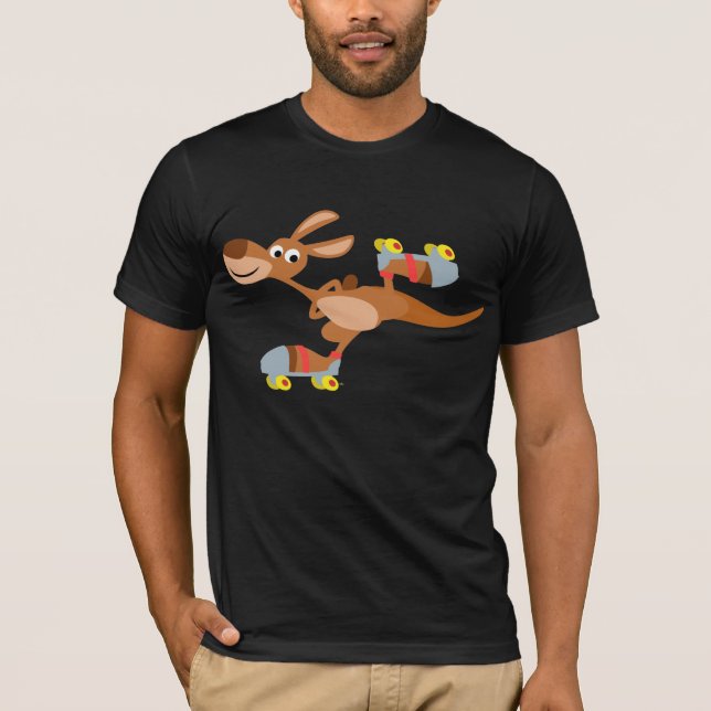 Camiseta T-shirt de patinagem do canguru dos desenhos (Frente)