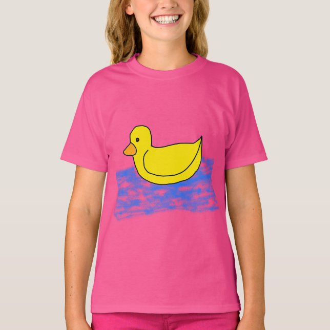 Camiseta T-Shirt de pato amarelo bonito (Frente)