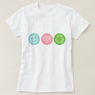 Camiseta T-Shirt de Paz, Amor e Reciclar