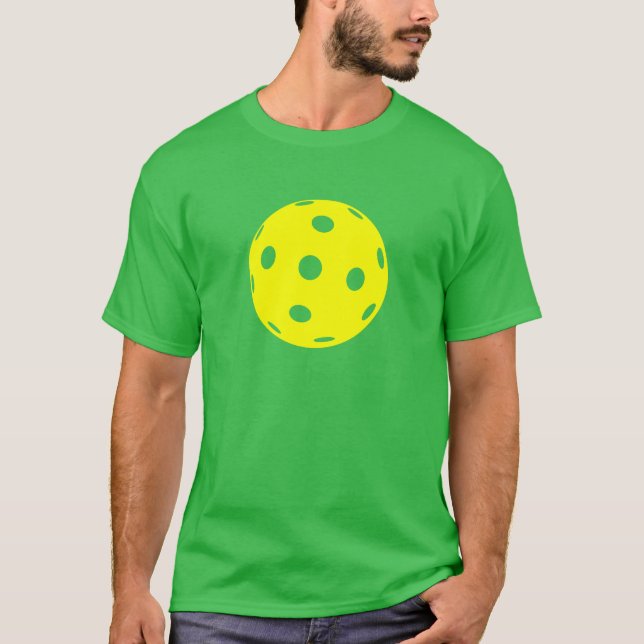 Camiseta T-shirt de Pickleball: Bola amarela no verde (Frente)