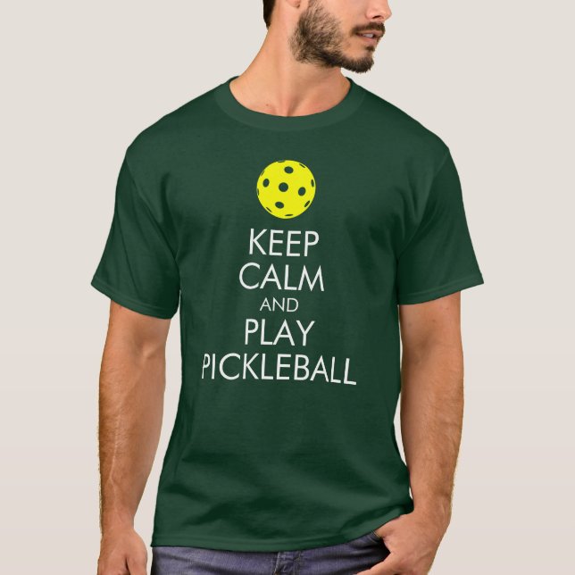 Camiseta T-shirt de Pickleball: Mantenha a calma e o jogo (Frente)