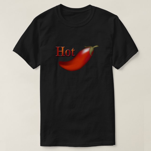 Camiseta T-shirt de pimenta quente preta (Frente do Design)