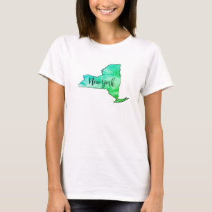 Camiseta T-shirt de pintura do mapa do Estado de Nova Iorqu