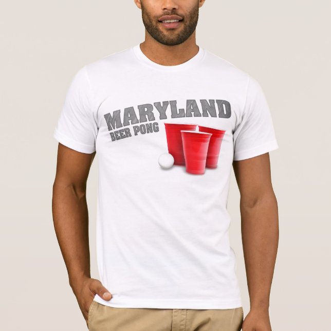 Camiseta T-shirt de Pong da cerveja de Maryland (Frente)