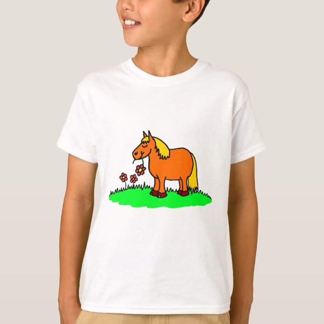 Camiseta T-Shirt de Pony e Flor Cute (Frente)