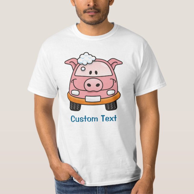 Camiseta T-Shirt de porco para lavagem de automóveis (Frente)