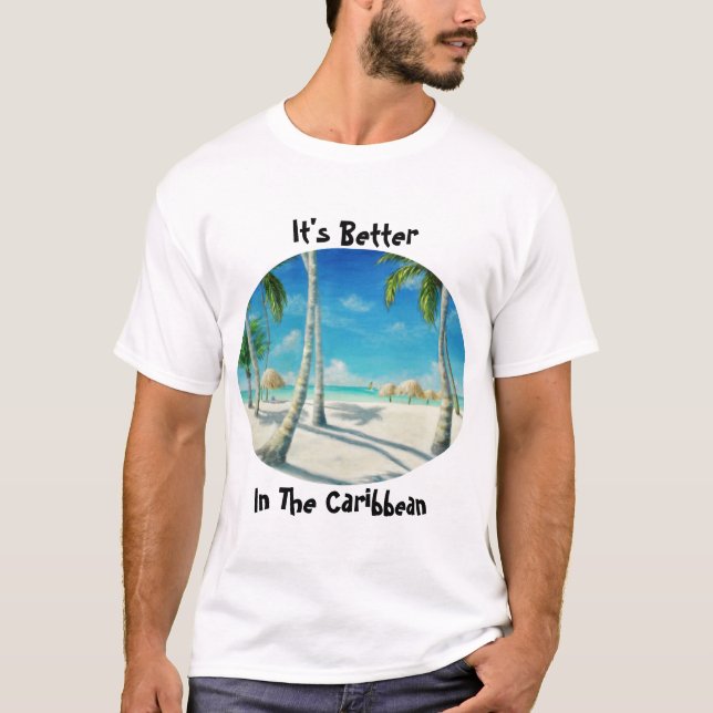 Camiseta T-Shirt de praia de Caribe tropical (Frente)