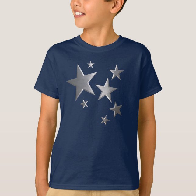 Camiseta T-shirt de prata do divertimento da estrela dos (Frente)