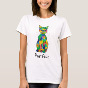 Camiseta T-shirt de Purrfect do gato do arco-íris