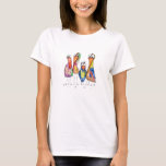 Camiseta T-Shirt De Quatro Bons Brancos Coloridos<br><div class="desc">Esta é uma pintura mestiça original de quatro aves brancas e coloridas.</div>