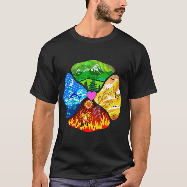 Camiseta T-Shirt de quatro elementos projetado por Oberon Z (Frente)