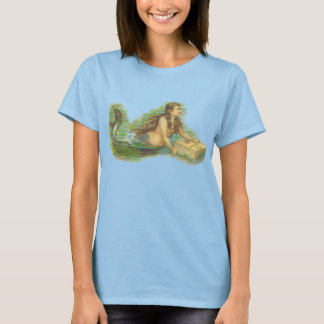 CAMISETA T-SHIRT DE QUEIMADA DA VINTAGE MERMAID LADIN