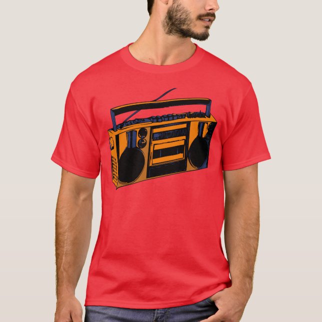 Camiseta t-shirt de rádio retro de Boombox da velha escola (Frente)